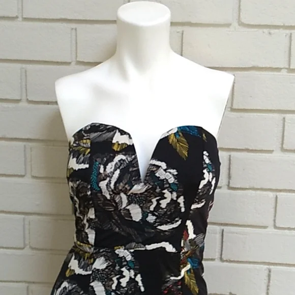 Bailey Blue Deep V Strapless Multicolor Floral Bodycon Mini Dress. Size Small - Picture 2 of 11